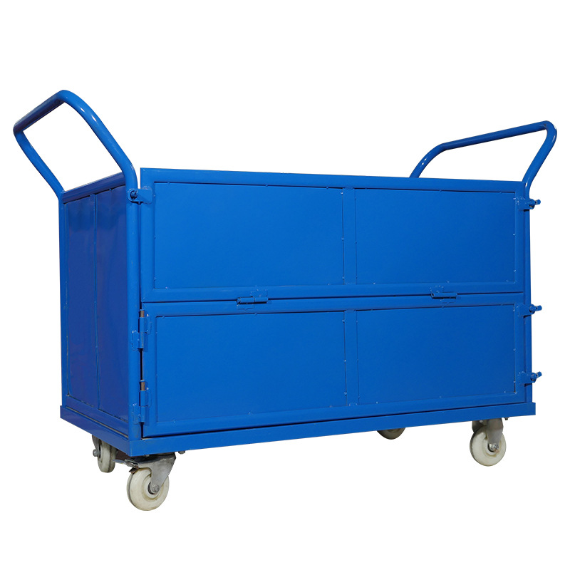 The express delivery turnover net driver pushes and transports the grid cart, folding fence cart, material four-wheel small cart and truck Item Picture