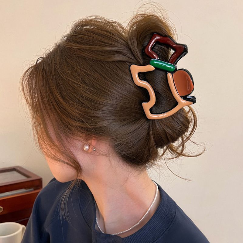 Color-blocking, cute and adorable cartoon gripper, high-end back hair clip, headwear, hair accessory, semi-tied hair shark clip Specification drawing
