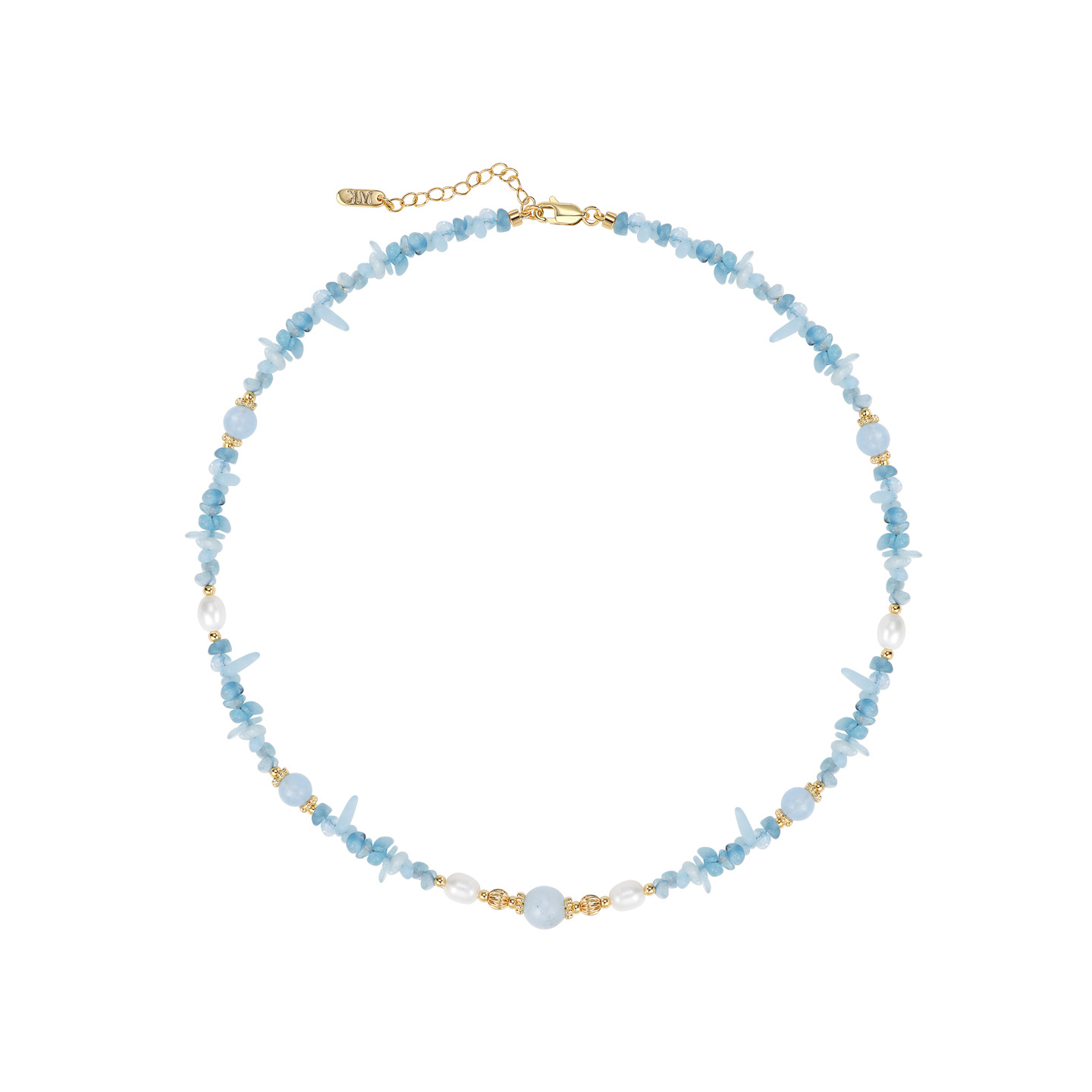 New irregular aquamarine freshwater pearl necklace, high-end, sweet and ethereal collarbone chain, versatile necklace wholesale Item Picture