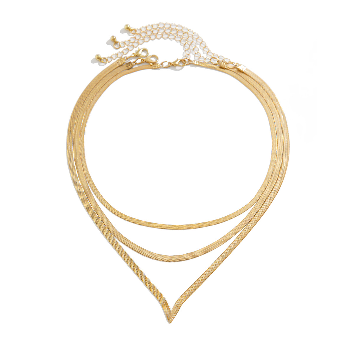 European and American cross-border jewelry punk metallic snake bone chain necklace, female personality geometric chain multi-layer collarbone chain Item Picture