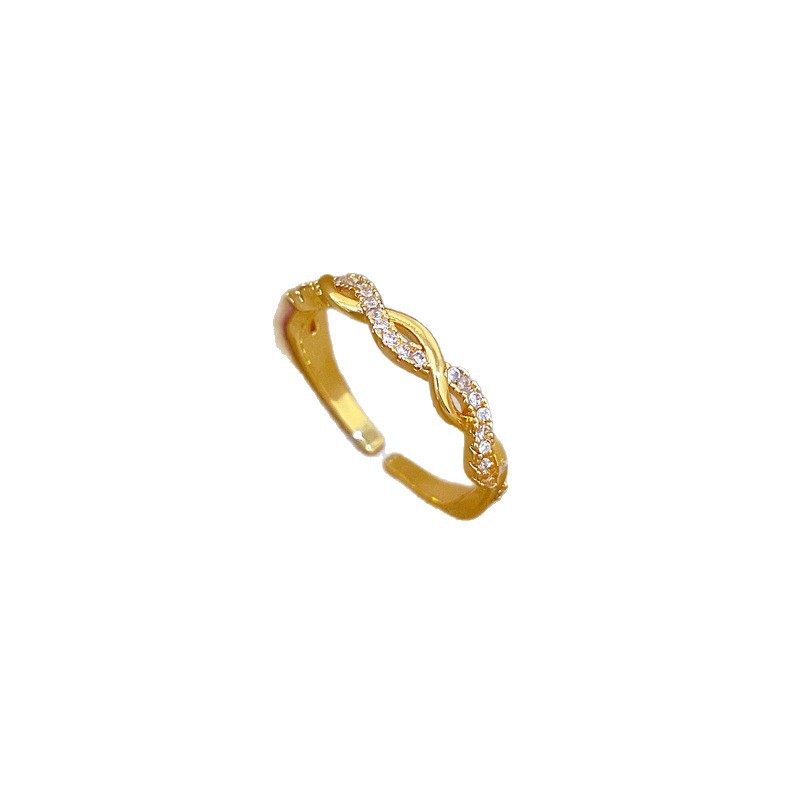 【 Copper Micro-inlay 】 Open zircon ring, a fashionable and individual ring for women, index finger ring, the same style as Internet celebrities, simple and cold Item Picture