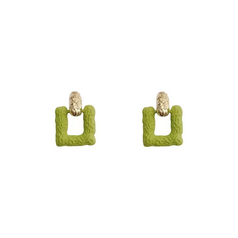 Summer fresh green square earrings, a new style of trendy and niche design with a forest-themed stud earrings in 2025 Item Picture