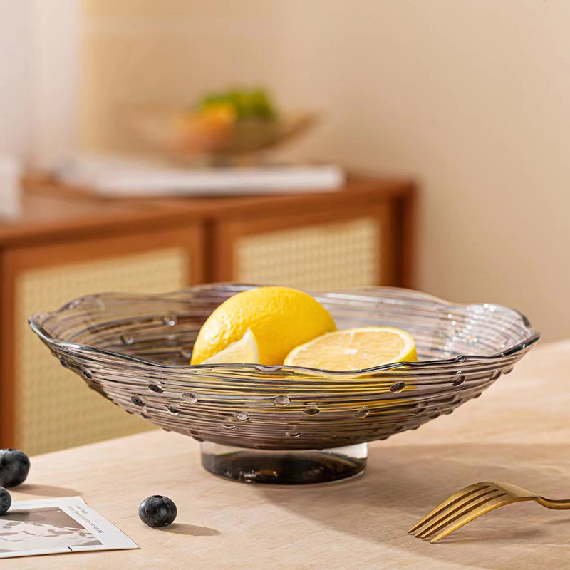 Light luxury colorful fruit plate, home living room coffee table, candy plate, nut and dried fruit storage box, tea and snack display plate details Picture