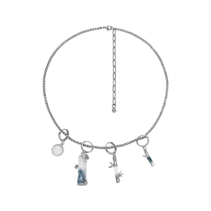 Wholesale of new autumn bamboo joint resin necklaces, women's new Chinese-style light luxury ancient-style collarbone chains, and niche high-end necklaces Item Picture