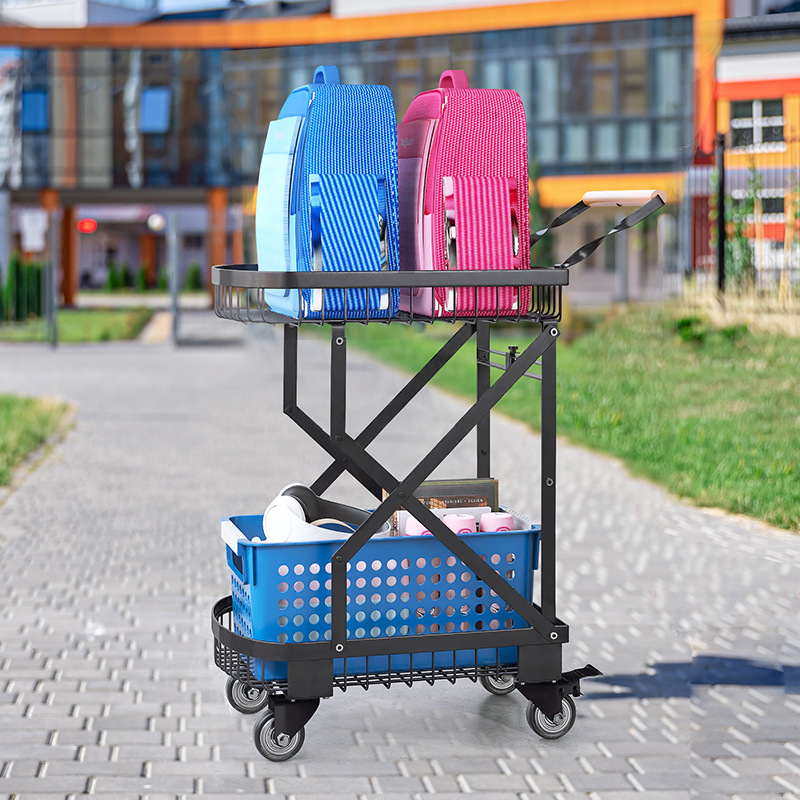 Manufacturer wholesale double-layer foldable portable trolleys, luggage express delivery, camping transport vehicles, and popular street vending trolleys Specification drawing