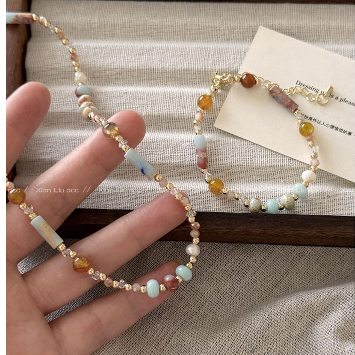 Dopamine rice bead pearl cylindrical beaded necklace, fashionable and elegant, niche collarbone chain, unique and versatile necklace for women Specification drawing