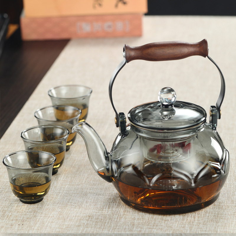 Glass steaming and boiling teapot, electric ceramic stove, tea boiling ware, kettle, white tea household tea sets, small health-preserving tea boiling stove set Application Scenario