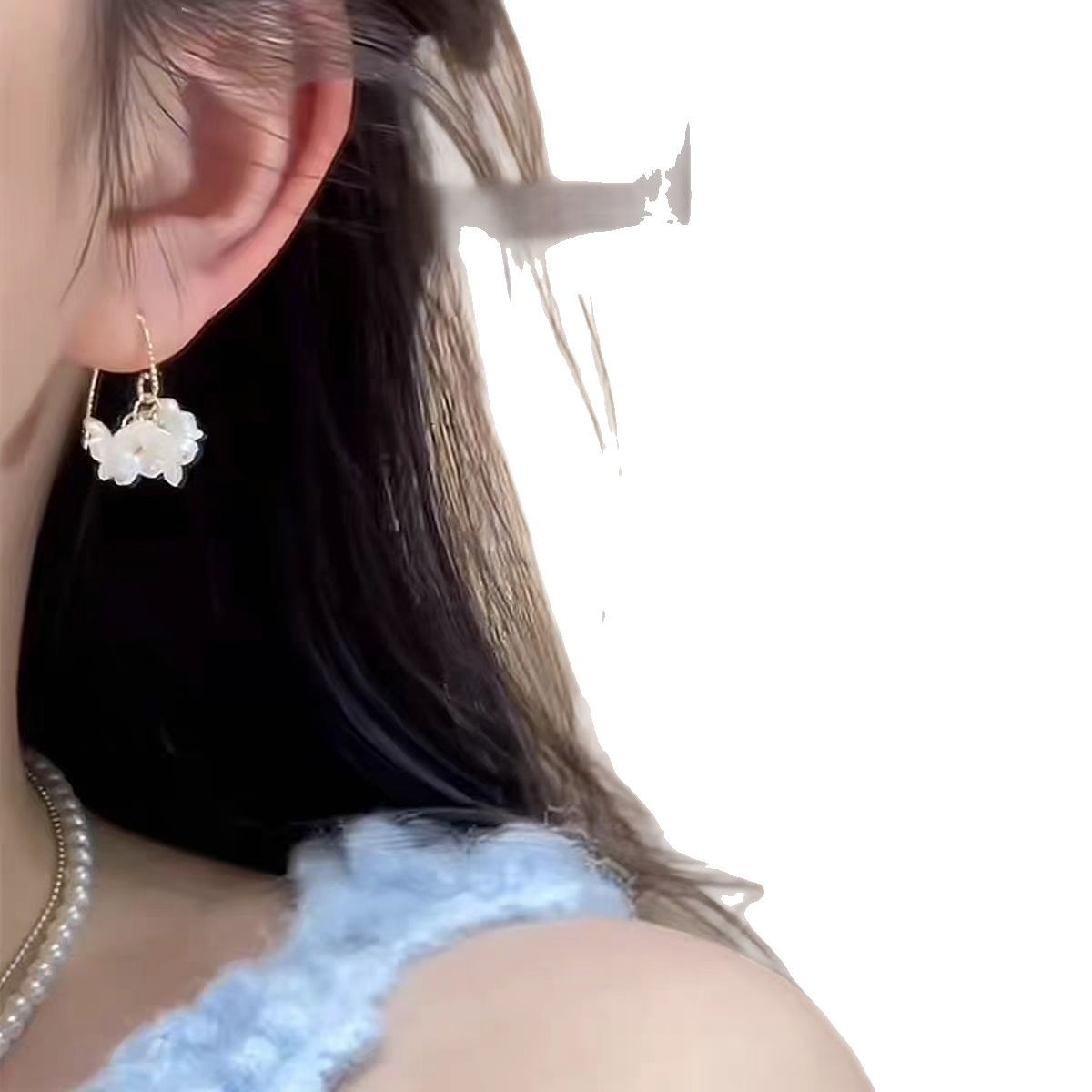 Super fairy camellia tassel earrings, sweet and gentle feminine charm, niche earrings, French retro, versatile and atmospheric earrings Item Picture