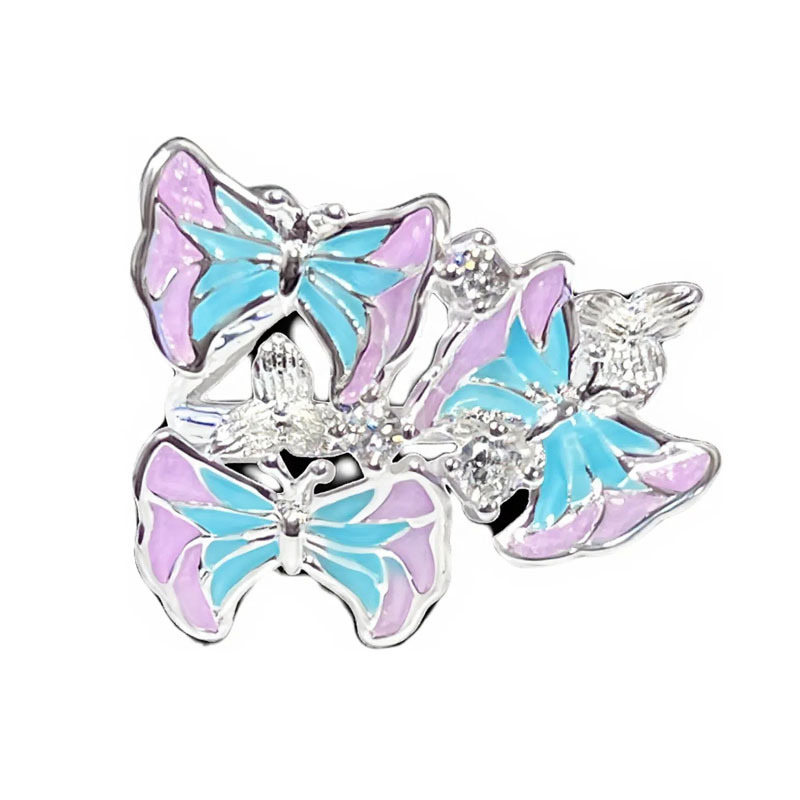 French dreamy purple gradient irregular butterfly opening ring, a sweet and fashionable floral ring with a feminine charm Item Picture