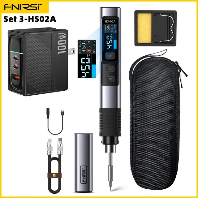 FNIRSI HS-02 Smart Soldering iron 100W portable constant-temperature soldering station, soldering pen for home repair and soldering undefined