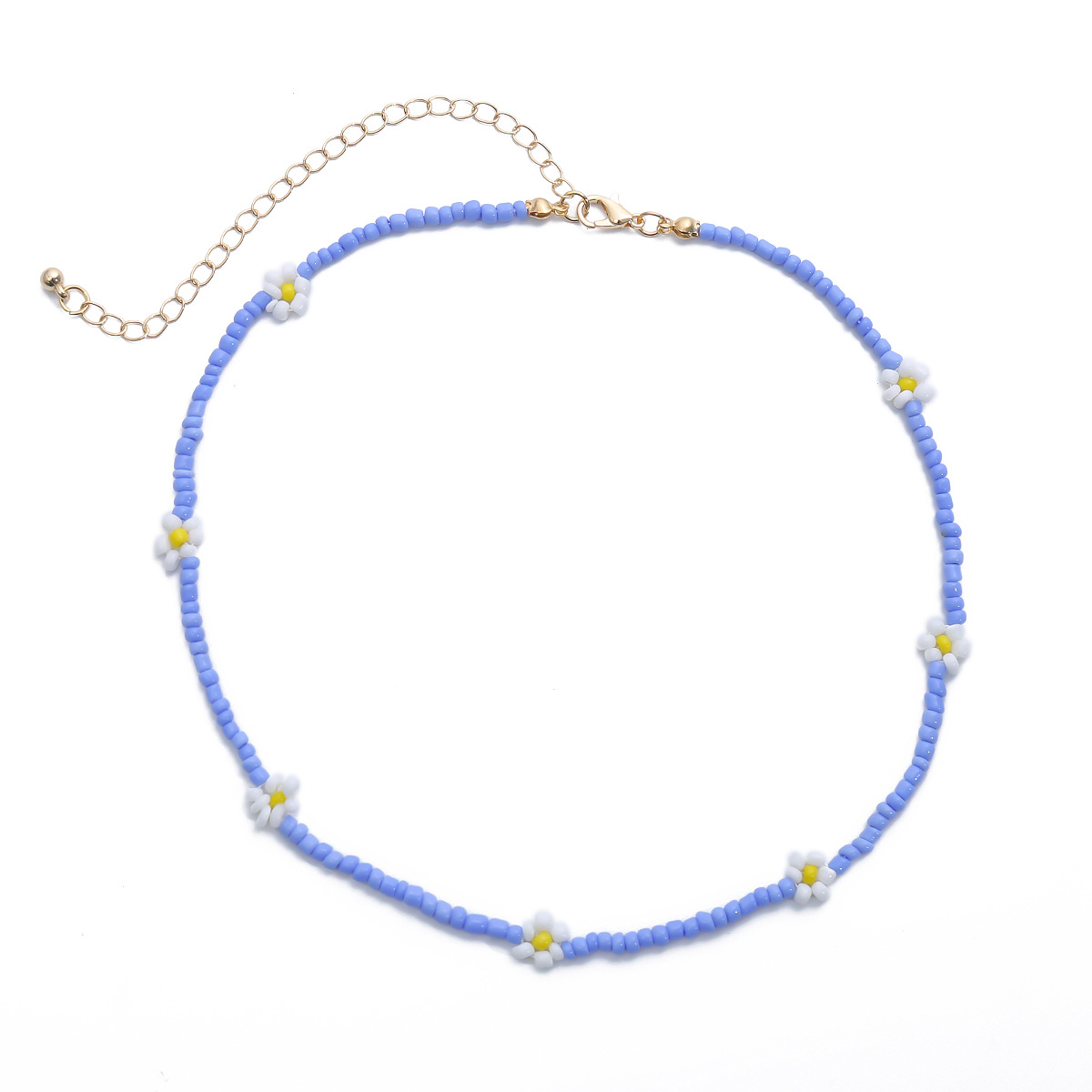 European and American cross-border jewelry, personalized colorful handcrafted beaded Daisy necklace, creative woven flower geometric necklace for women Item Picture