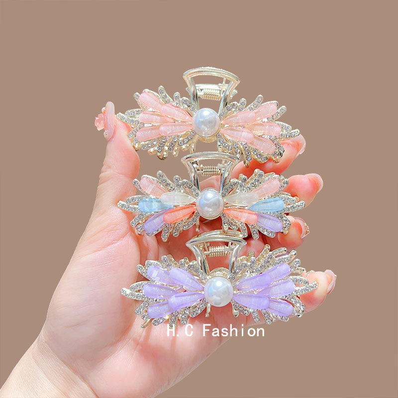 2025 New style fresh and light hair clip, female wheat ear back head clamp, medium-sized clip headpiece, semi-tied hair clip headpiece full figure