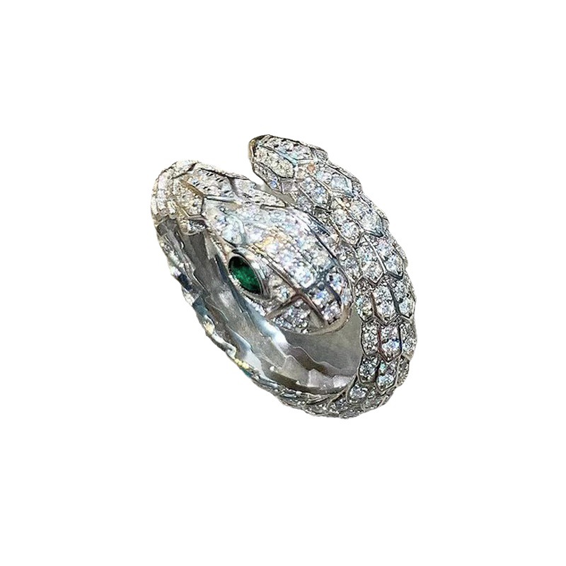 【 Diamond Spirit Snake 】 European and American fashion and personality snake-shaped ring, women's fashion exaggerated hip-hop punk index finger ring, cool and trendy Item Picture