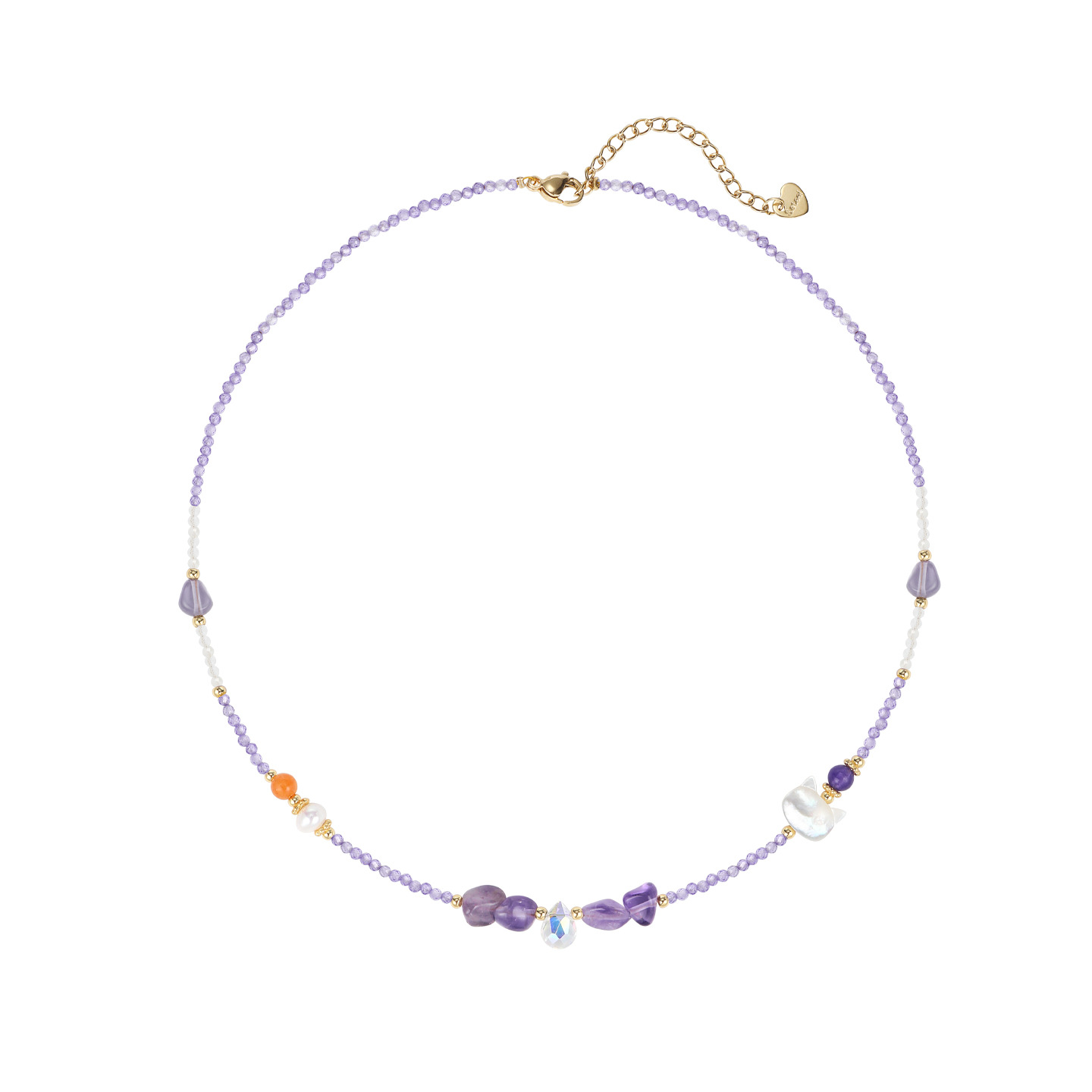 Carefully selected 2025 New seapherst amethyst beaded necklace for women, a sweet and stylish Instagramine collarbone chain Item Picture