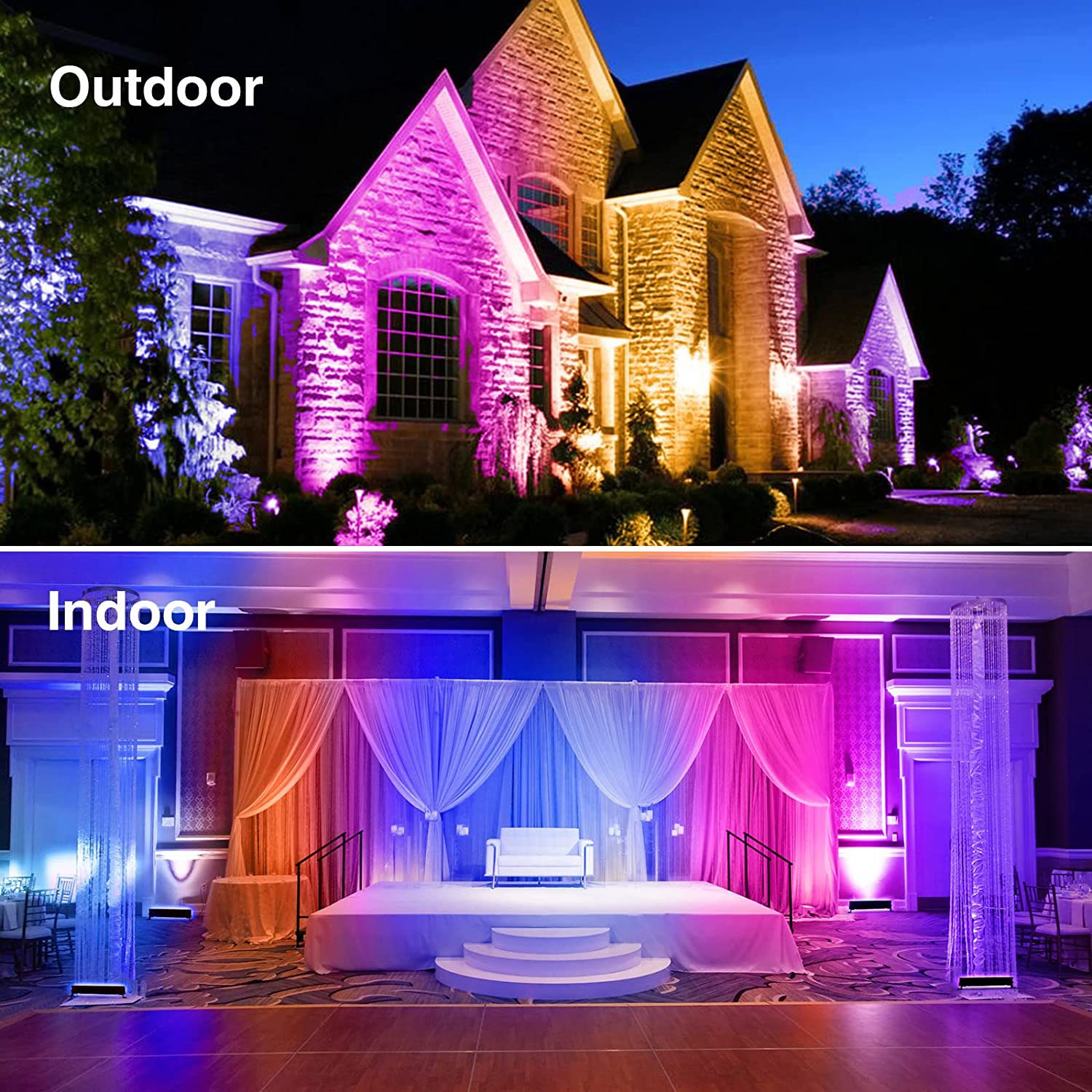 Amazon's best-selling mobile phone Bluetooth remote control floodlight, LED underwater illumination tree light, seven-color RGBCW wall-washing light Application Scenario