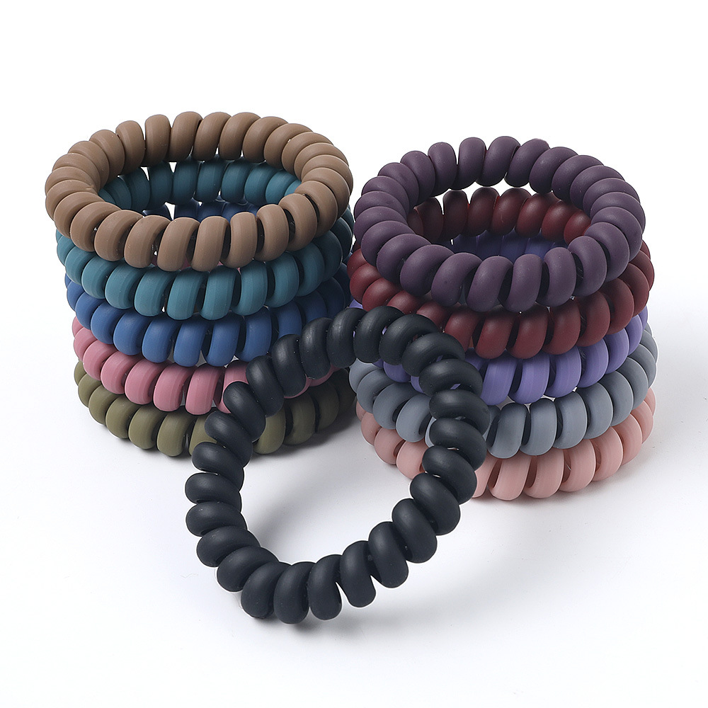 Qiyue European and American cross-border matte telephone line hair band, women's rubber band, high elasticity hair tie, hair tie wholesale full figure