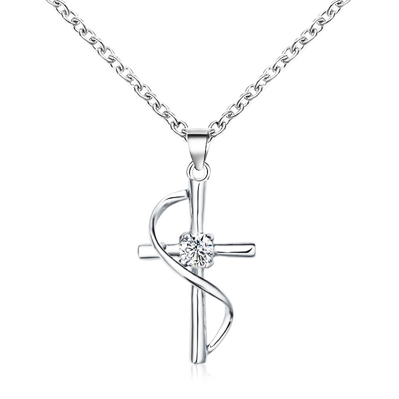 Cross-border best-selling jewelry, elegant cross pendant earrings, cold diamond-encrusted necklace earrings set, factory direct sales Item Picture