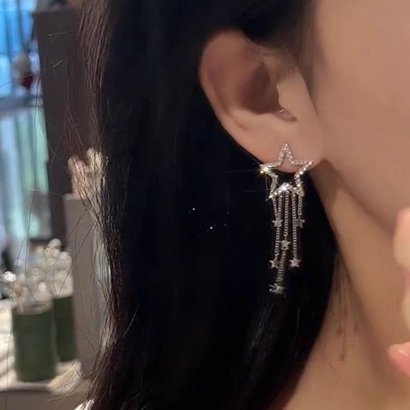 Star River in Dream Star Tassel earrings, light luxury style, niche design, high-end feel, new earrings for women details Picture