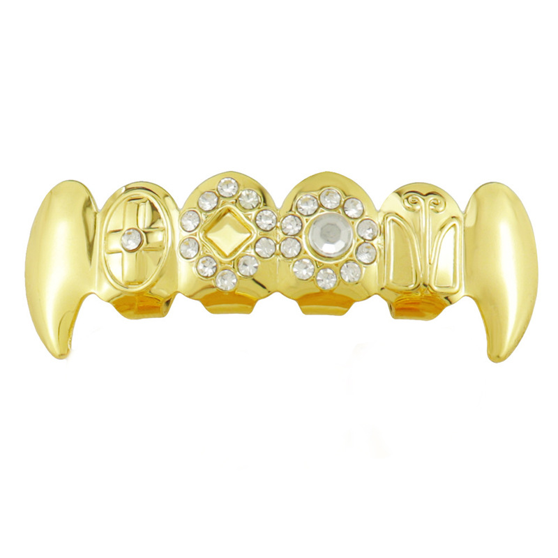 Hip-hop European and American braces, hip-hop micro-inlays zircon braces, Halloween vampire, exaggerated personality hip-hop braces details Picture