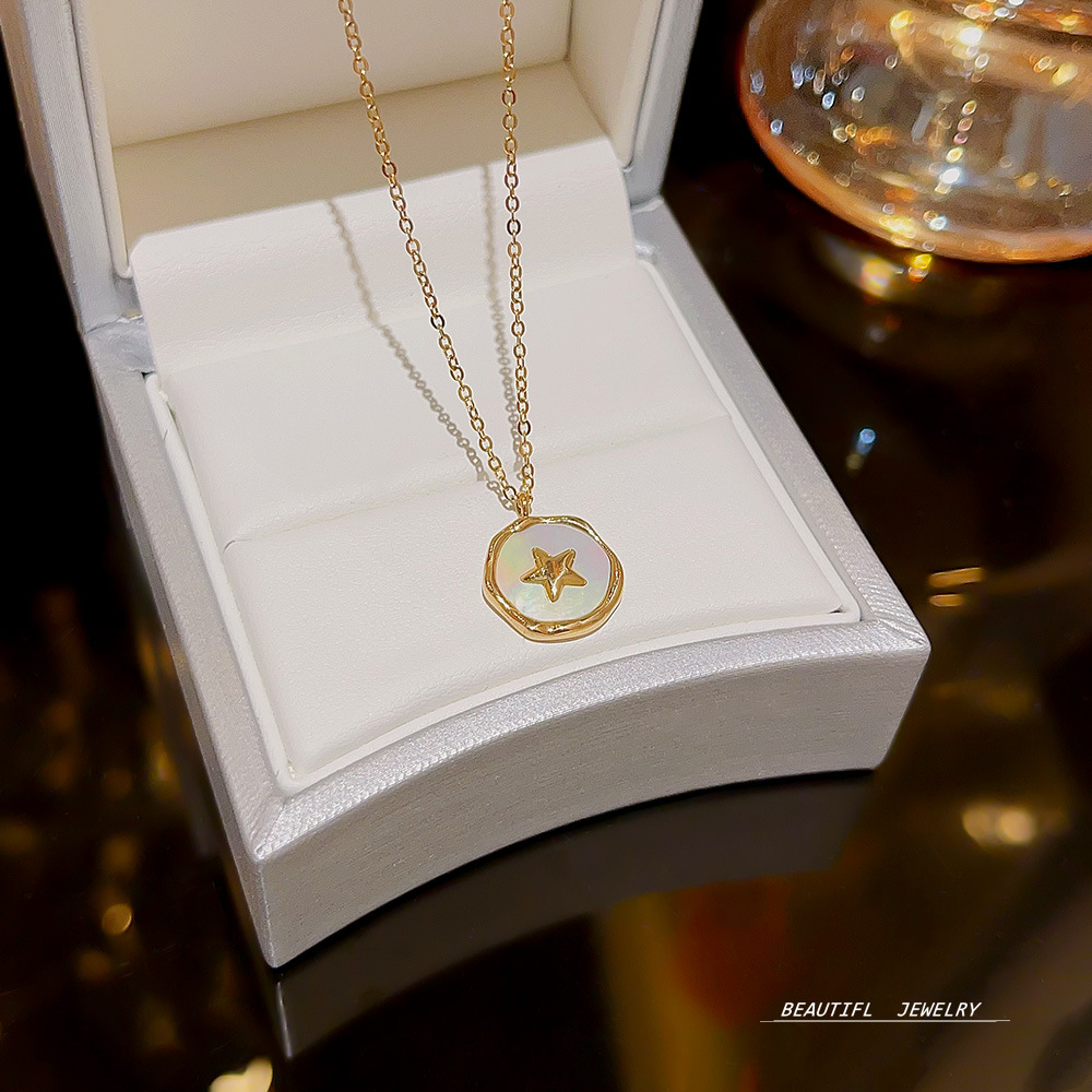 Korean InS-style jewelry, five-pointed star heart-shaped pendant necklace, new women's accessory, titanium steel collarbone chain wholesale Application Scenario