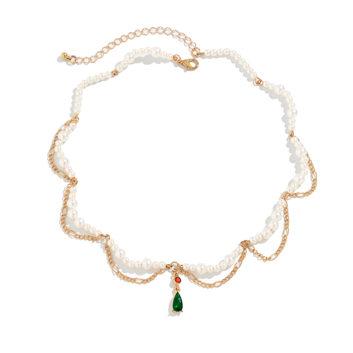 European and American cross-border style pearl wavy tassel necklace neck simple handcrafted beaded collarbone neckpiece Item Picture