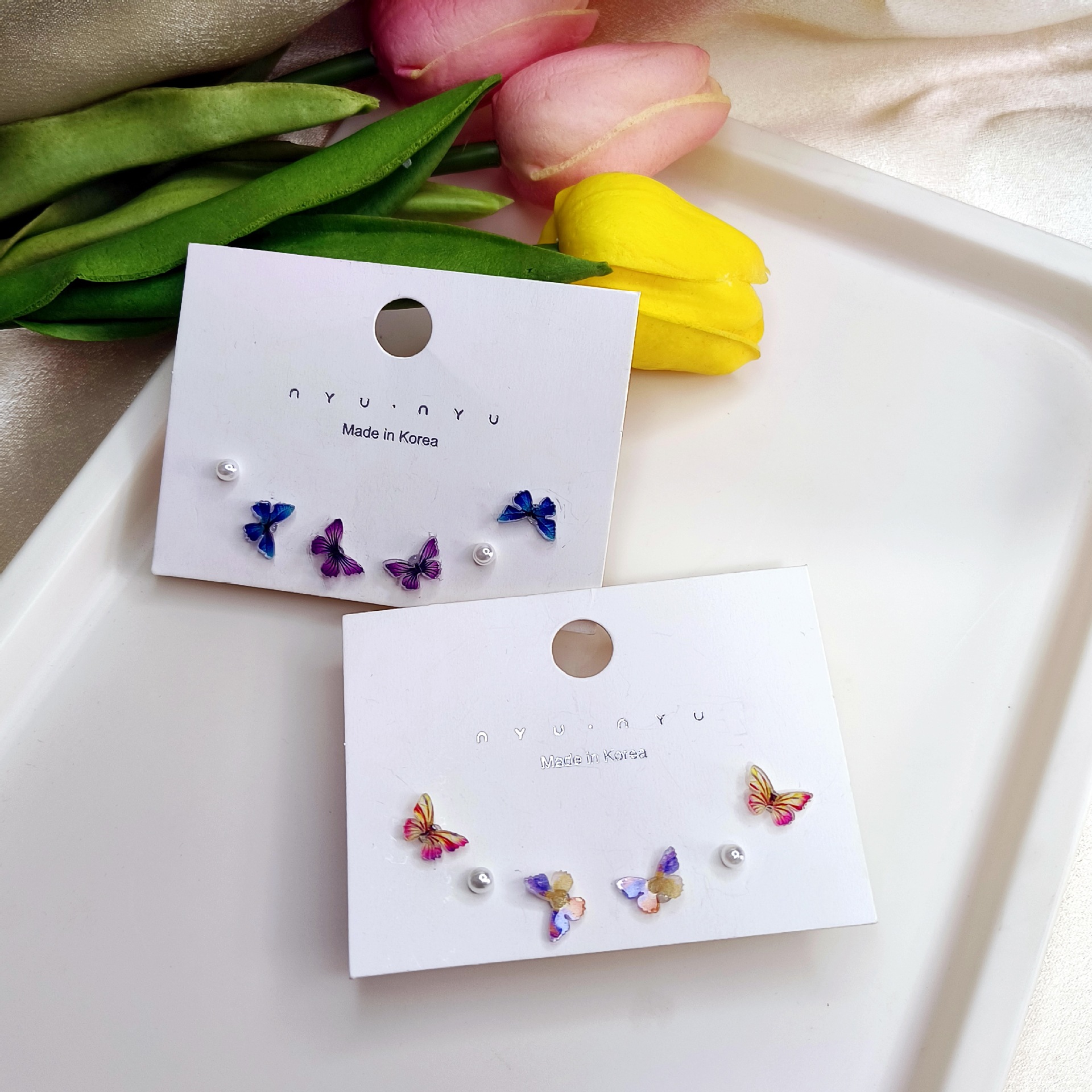 Butterflies fluttering ~ Spring and Summer new arrivals with great ear studs, trendy, sweet, versatile and niche design earrings for women full figure