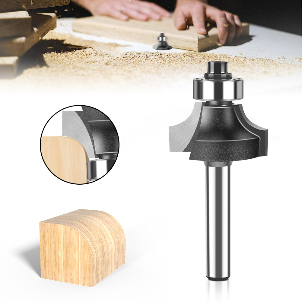 6-handle 5-piece set of tungsten steel alloy woodworking milling cutter, R chamfering and trimming machine, slotting and engraving machine blade details Picture