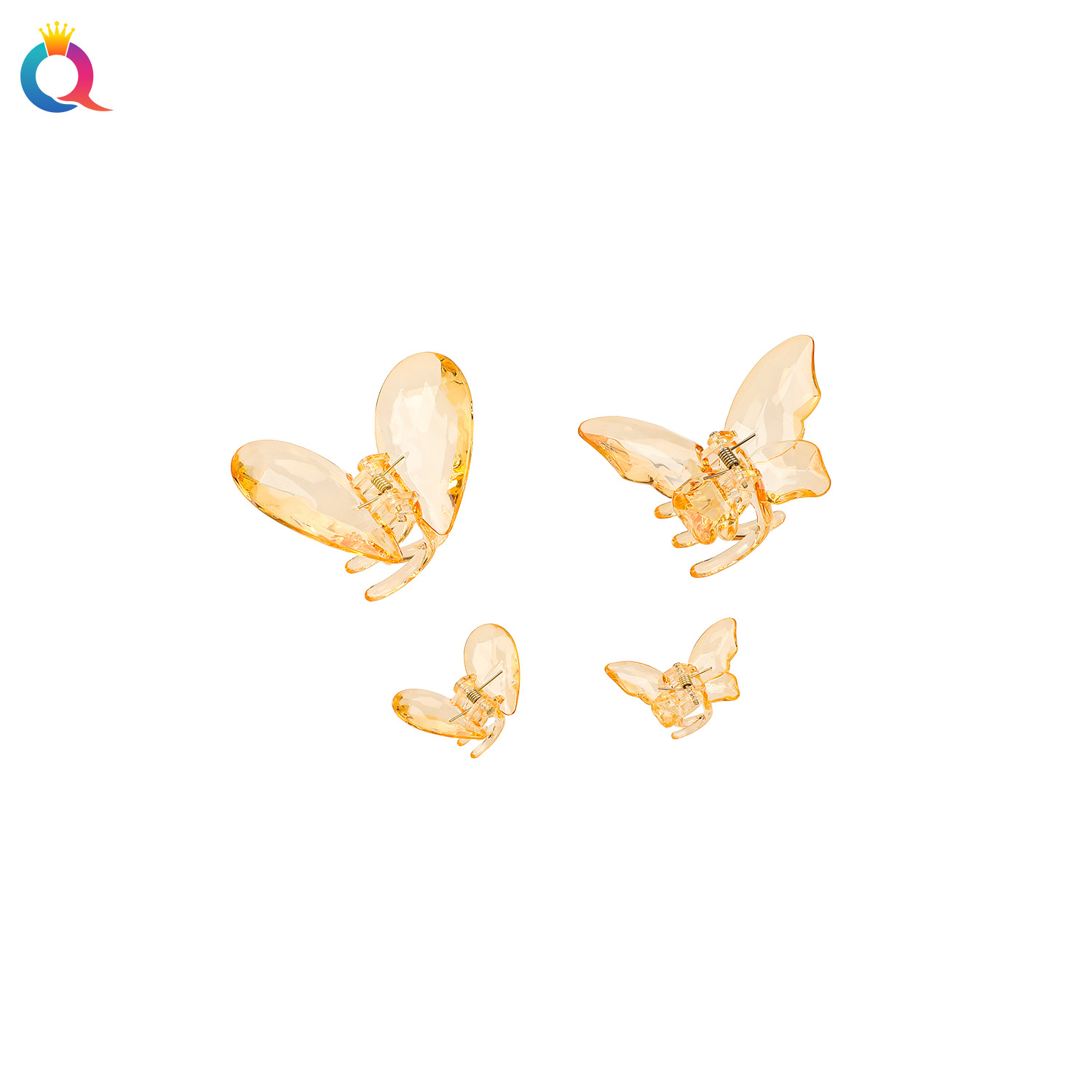 Wholesale of Qiyue Cross-border transparent butterfly hair clips, colorful heart-shaped shark clips, back head updo hair clips, hairpins and hair accessories Application Scenario