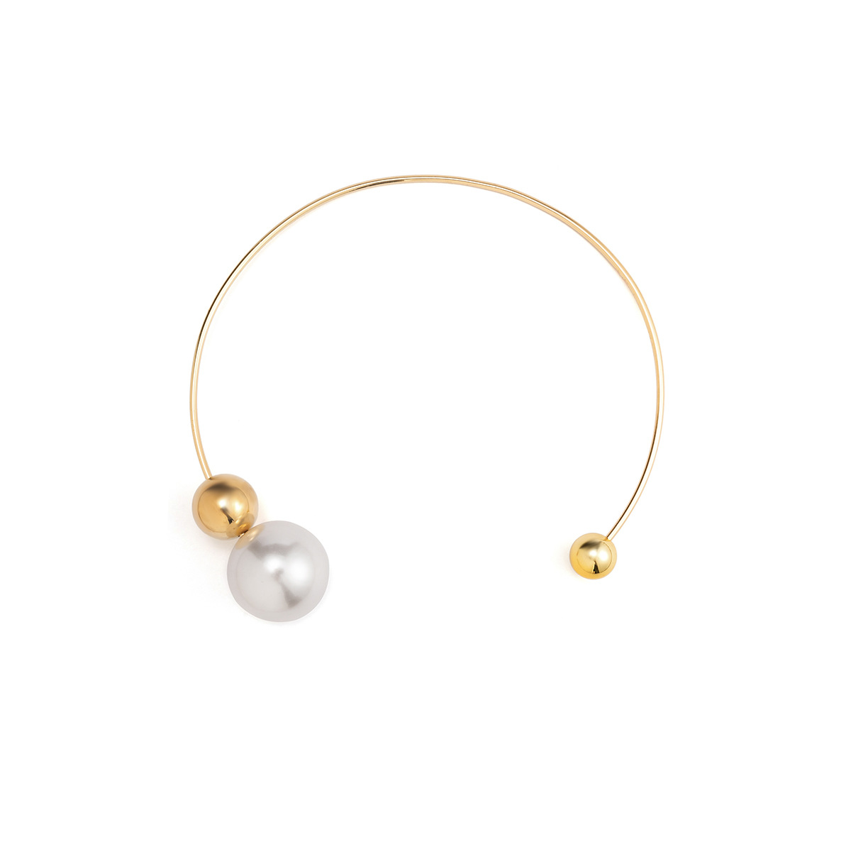 European and American cross-border jewelry: Simple and individual, asymmetrical geometric round bead necklaces, niche design sense, open necklaces for women Item Picture