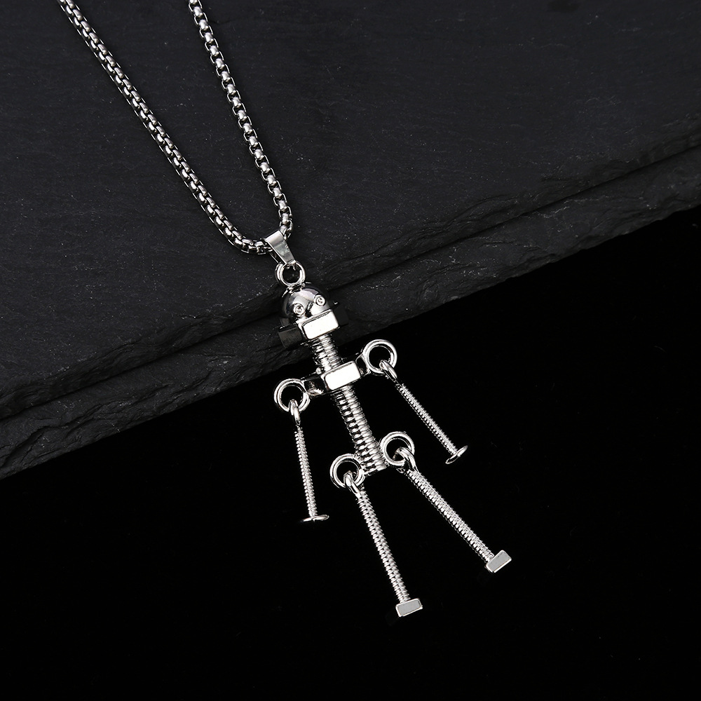 hiphop long titanium steel necklace, ins men's hip-hop necklace, men's and women's sweater chain, nightclub dancing personality accessories details Picture