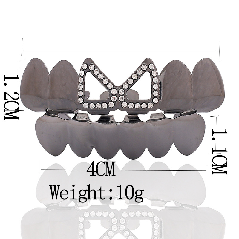 2025 New hip-hop two-hole tooth drill Halloween stage HIPHOP nightclub Trendy denture prop details Picture