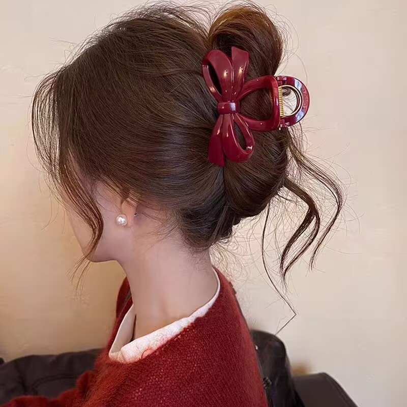 Korean high-end bow gripper, new hair clips, spring hair clips, shark clips at the back of women's heads, headwear and hair accessories full figure
