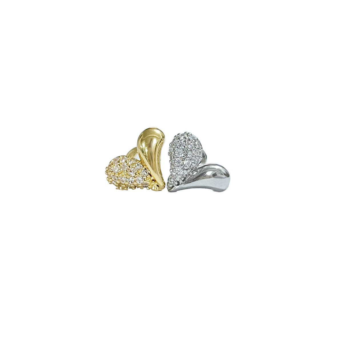 Cross-border new micro-inlaid heart, semi-zirconia, semi-polished single gold dental set, hip-hop dental set teethgrillz details Picture