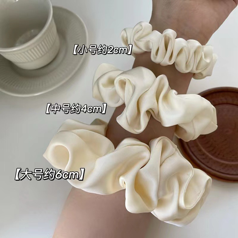 2025 High-end satin hair band, large large intestine hair band, French retro headband, Korean white hair band and rubber band for women full figure