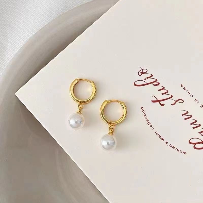 Go to a place with the breeze. Liu Yifei's same style of star earrings, pearl, niche ear buckles, light luxury, high-end earrings and earrings Specification drawing