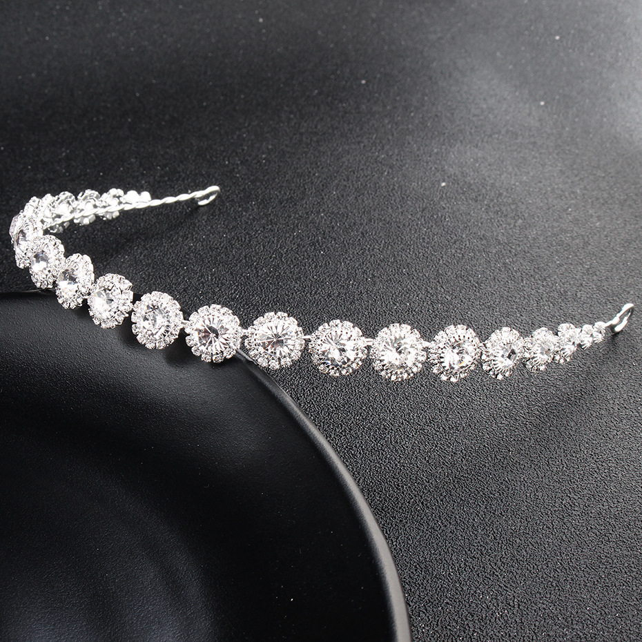 Mianino's new versatile hair band with round rhindiamond design, soft chain headband, wedding and banquet headwear accessories wholesale details Picture