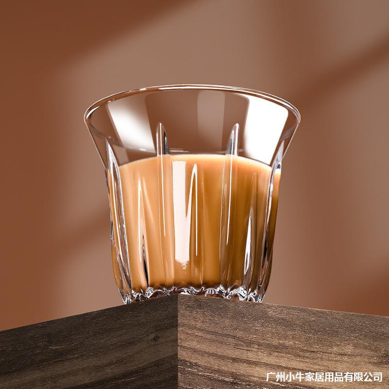 Ins-style glass cups, girlish juice drink coffee cups, vertical tempered glass latte cups, heat-resistant and shock-resistant Application Scenario