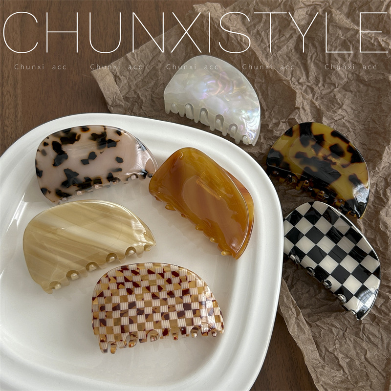 French high-end shell-shaped acetate hair clips, women's back head updo hair grabber, large shark clip, popular hair accessory full figure