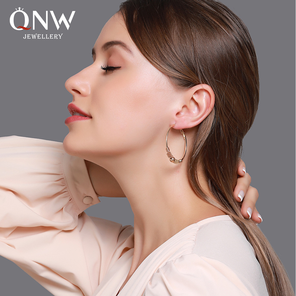 Korean-style design wrapped beaded earrings, Hong Kong-style simple geometric hollowed-out circle earrings and ear buckle accessories details Picture