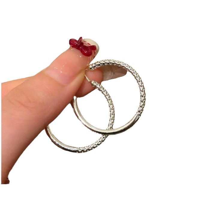 Plain ring earrings for women, a new and popular product in 2025, featuring large ring ear rings in Korean style, versatile and high-end earrings Item Picture