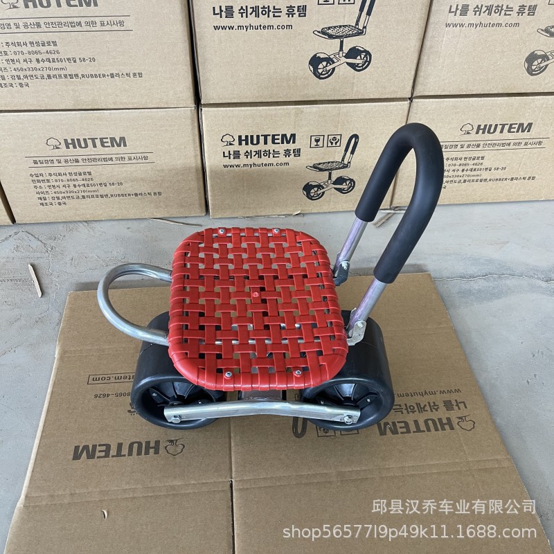 Greenhouse lazy man's cart, agricultural lazy person's stool, mechanic's seat, folding backrest seat, 360-degree rotating mobile cart Specification drawing