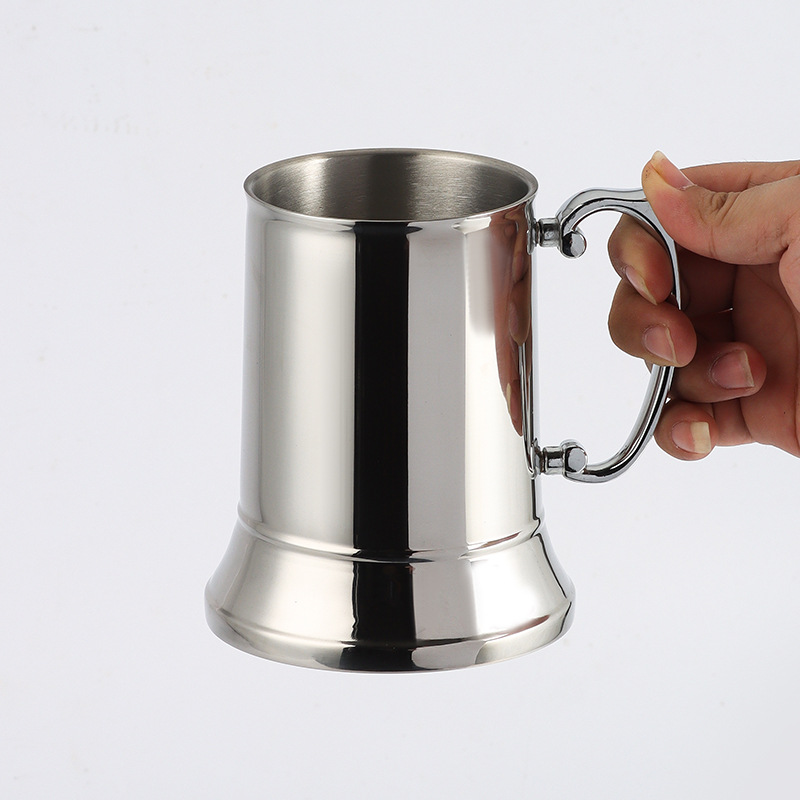 Stainless steel 304 beer mugs, double-layered cocktail cups, European flame cups, pouring cups, cross-border cold drink cups for foreign trade details Picture