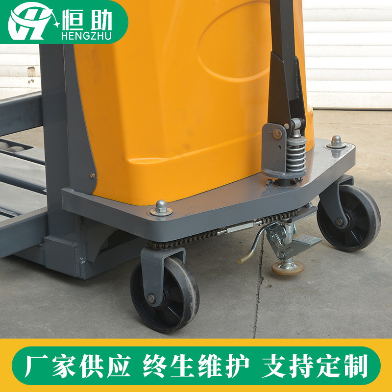 Semi-electric stacker truck 1-2-ton warehouse lifting, loading and unloading stacker truck, rechargeable semi-electric stacker forklift factory details Picture