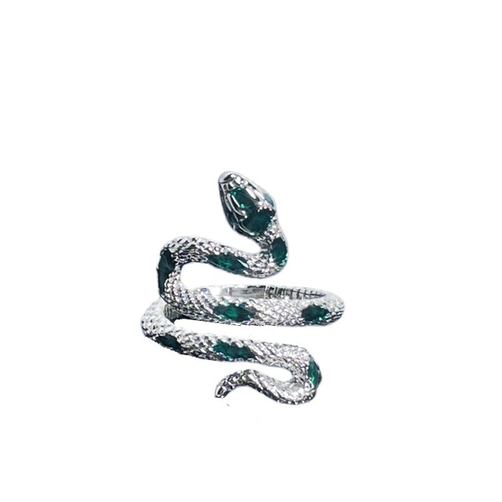 ins niche design sense ring for women, retro green zircon drip glaze, cool and stylish, trendy forest-themed ring Item Picture