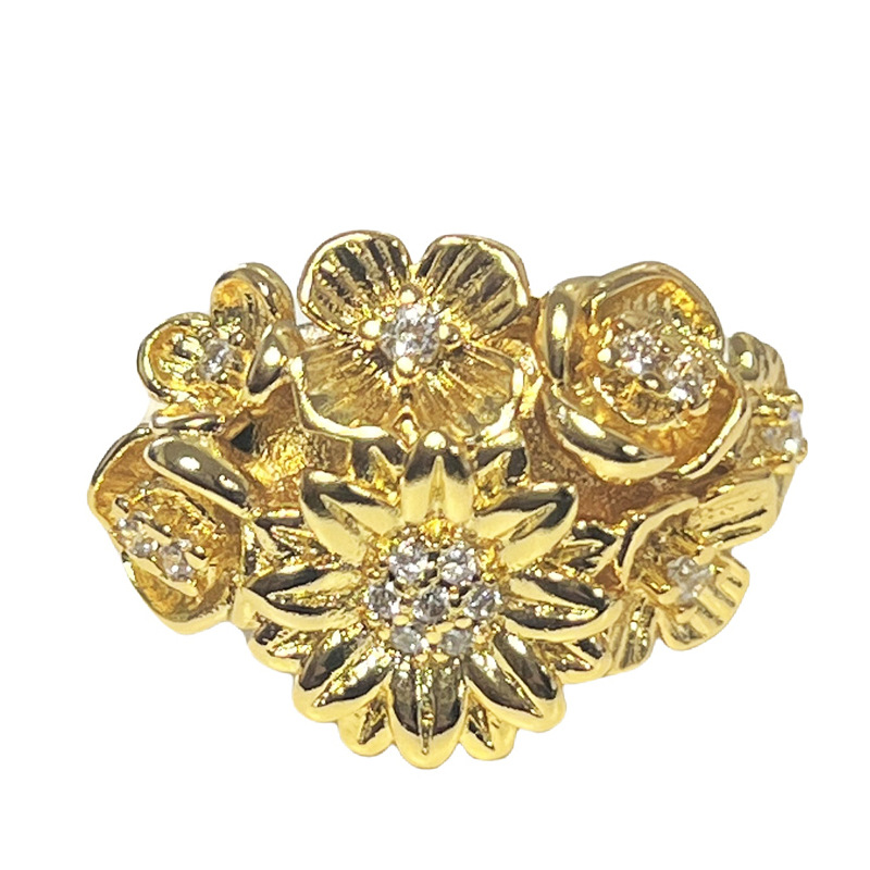 French exquisite floral light luxury high-end flower opening ring, women's Instagram cold style niche design ring Item Picture
