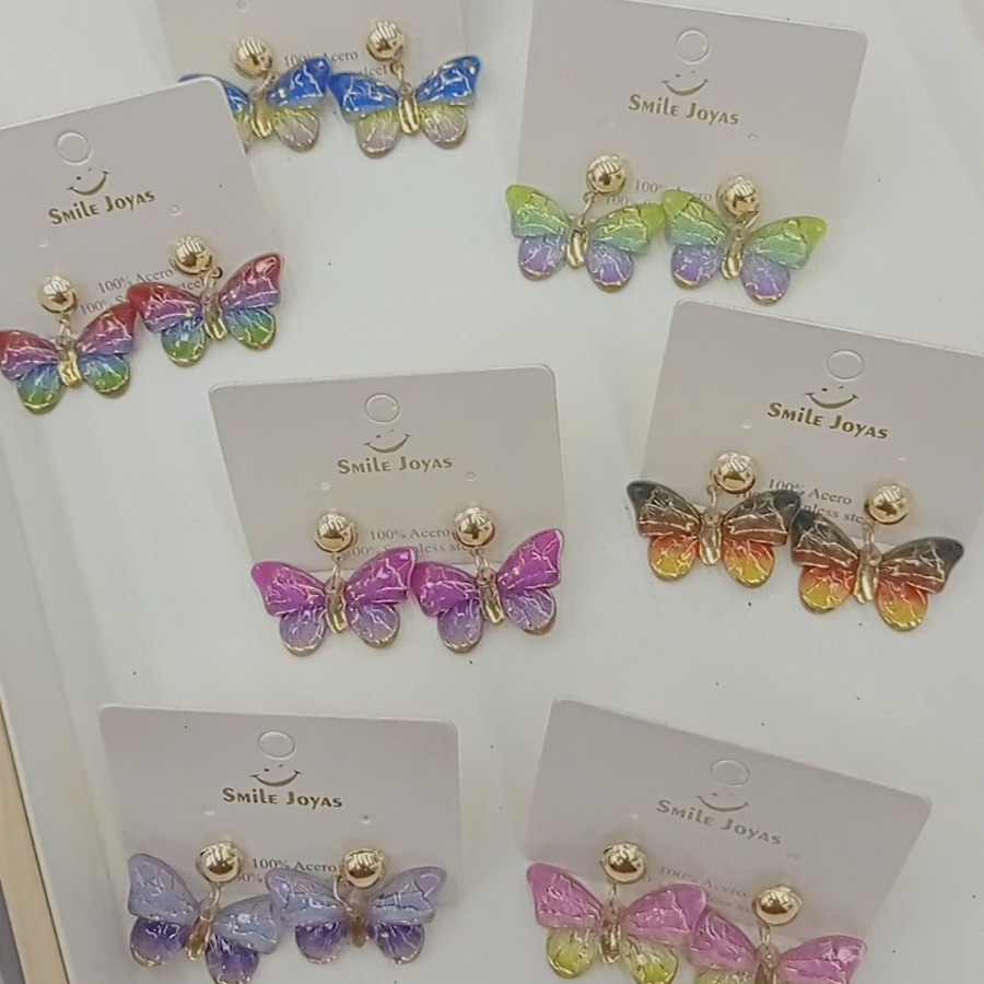 Cross-border gilded acrylic butterfly jewelry accessories, necklaces, pendants, earrings accessories, diy colorful butterfly pendants details Picture