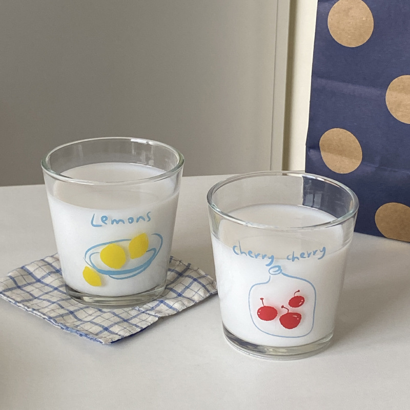 ins retro hand-painted fruit wine glasses, niche refreshing glass cups, heat-resistant espresso cups for couples details Picture