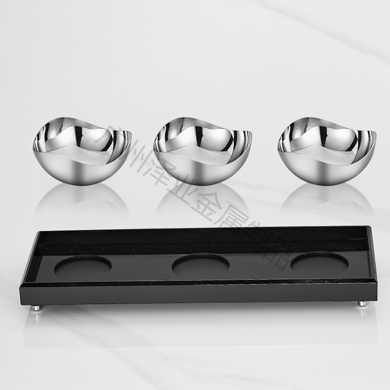 Light luxury dried fruit plate, home coffee table, snack bowl, creative nut plate, fruit plate, tray, stainless steel snack plate set details Picture
