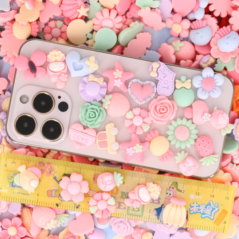 Resin accessories, children's hair accessories, DIY hair clips, hair bands, cream glue small accessories, pink jewelry accessories Specification drawing