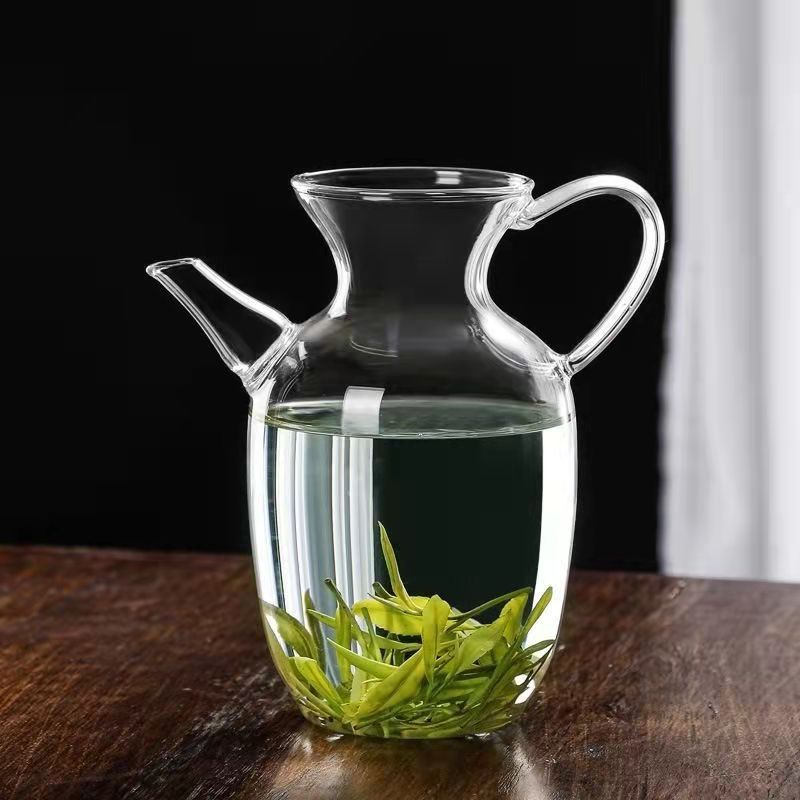 Vase glass tea set, small green tea, small Song teapot with strainer, can be heated, tea tray for tea distribution, simple teapot for brewing Specification drawing